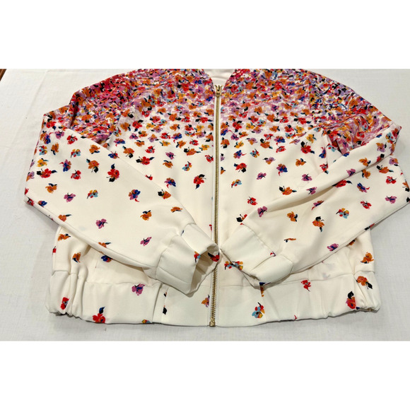 Robert Graham Floral Zip Jacket Womens Sz S/M White Spring Blossom Silk Lining - Picture 4 of 9